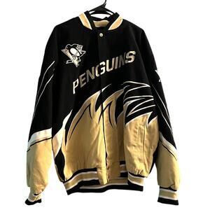 Pittsburgh Penguins G-III Sports by Carl Banks NHL Snap Jacket XL Black Gold NWT